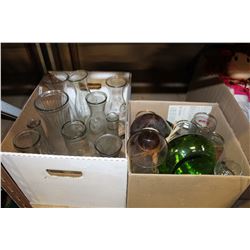 THREE BOXES OF HOUSEHOLD AND FLOWER VASES