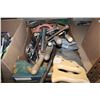 Image 1 : BOX OF HAMMERS SAWS TOOLS AND SHOE STRETCHERS