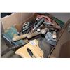 Image 2 : BOX OF HAMMERS SAWS TOOLS AND SHOE STRETCHERS