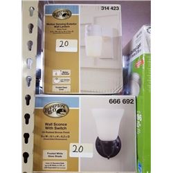 Hampton Bay Motion Sensing Exterior Wall Lantern & Hampton Bay Wall Sconce With Switch