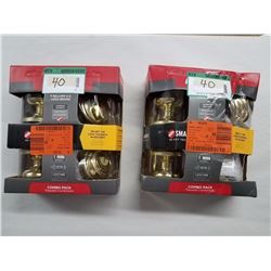 Two- Kwikset Combo Pack of Smart Key Handle and Lock Kits.