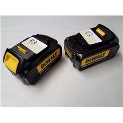 Two- DeWALT 20v MAX/ Lithium Ion Batteries.