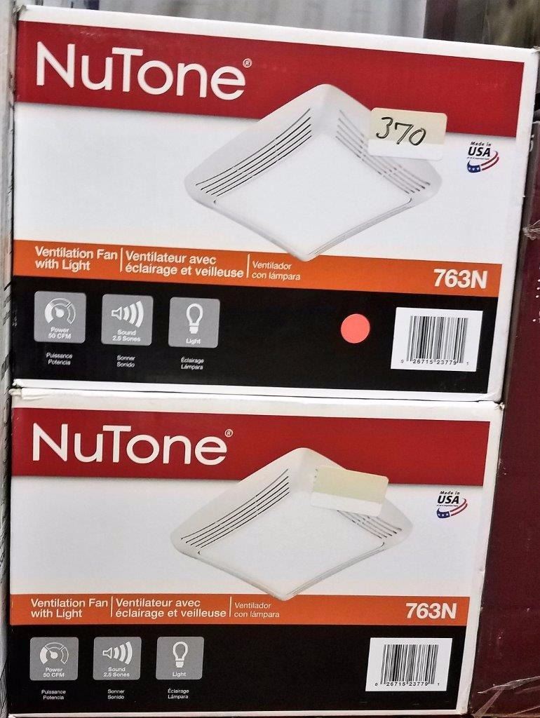 2 Nutone 70 Cfm Ceiling Exhaust Fan With Light White Grille And Bulb