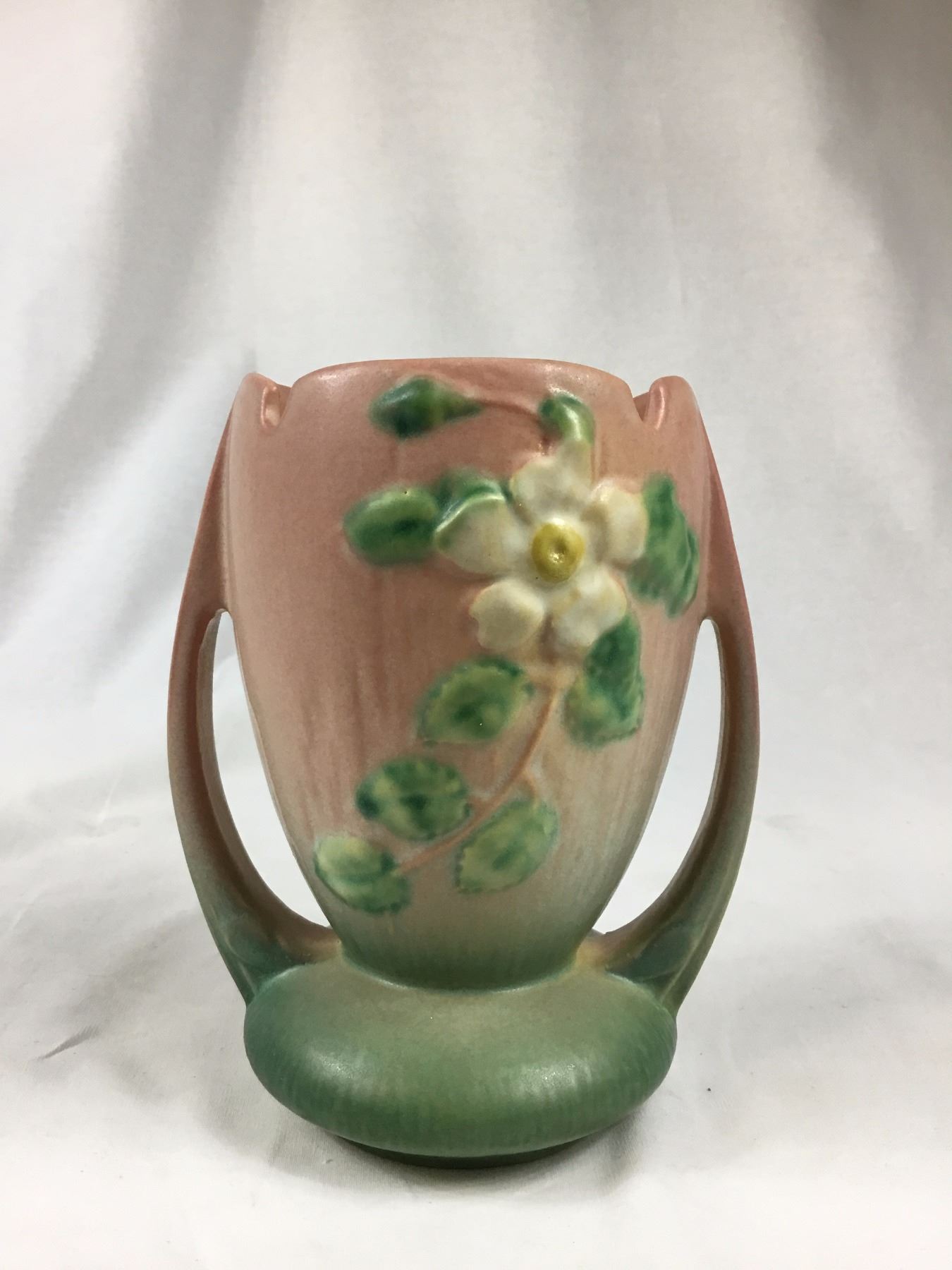 Roseville White Rose Vase 9837