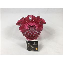 Fenton Glass Cranberry Hobnail Vase