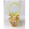 Image 2 : Fenton Handpainted Satin Glass Basket (Signed and Numbered)