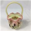 Fenton Handpainted Satin Glass Basket (Signed and Numbered)