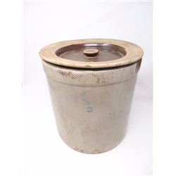 #3 Crock w/Lid Marked Love Fiel Pottery Dallas, TX