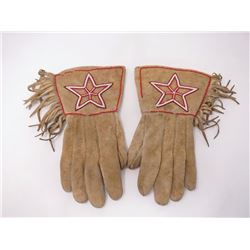 Pair of Beaded Buckskin Horseman's Gauntlets