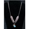Image 1 : Turquoise and Sterling Feather Necklace
