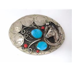 Belt Buck Nickel w/ Buffalo Nickels and Turquoise