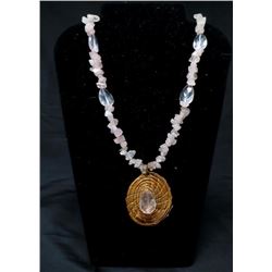 Necklace of Smokey Quartz and Glass Prisms