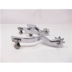 Pair of Crockett-Renalde Nickel Plated Spurs
