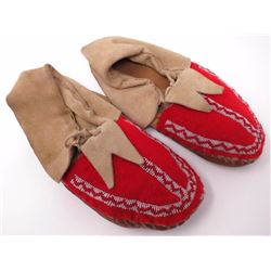 Beaded Leather and Wool Moccasins