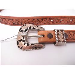 Filigreed Sterling and Gold Belt Buckle