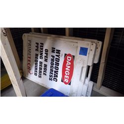2 PLASTIC SANDWICH BOARD DANGER SIGNS