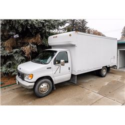 1996 FORD E350 DIESEL 16' CUBE VAN WITH FULL COMPLETE SELF CONTAINED WORKSHOP AND OFFICE. VIN 1FDKE3