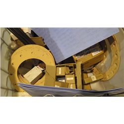 TUB WITH MISC. IMPELLARS / GASKETS / CONTROLS / HEATING ELEMENTS AND BUSHINGS / ETC.