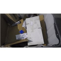 TUB WITH MISC. BRASS BUSHINGS / IMPELLARS / FLANGES AND MISC. PUMP PARTS