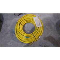 APPROX 50' KURITEC 1/2" 300 PSI YELLOW AIR HOSE WITH DELUXE LOCKING COUPLERS USA MADE