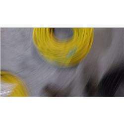 APPROX 50' KURITEC 1/2" 300 PSI YELLOW AIR HOSE WITH DELUXE LOCKING COUPLERS USA MADE