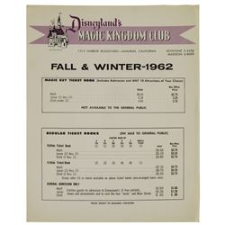 Magic Kingdom Club Ticket Price Flyer.