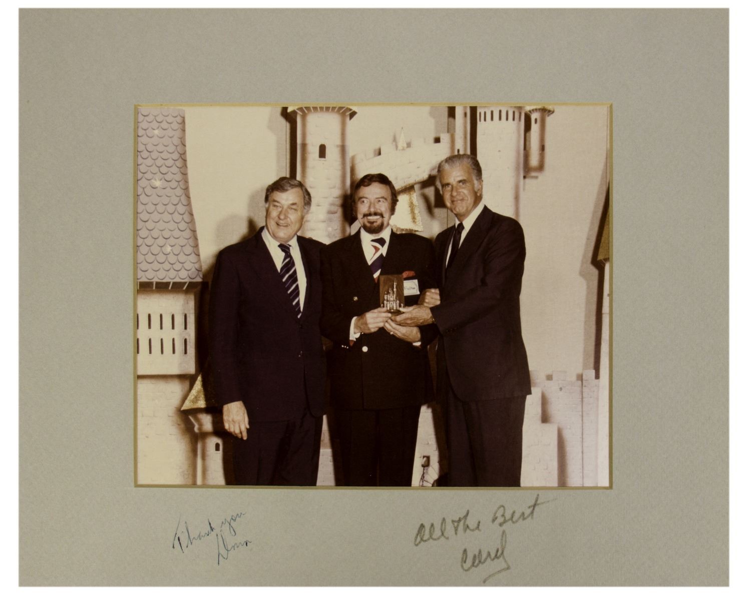 Signed Photo of Fulton Burley, Card Walker, & Donn Tatum.