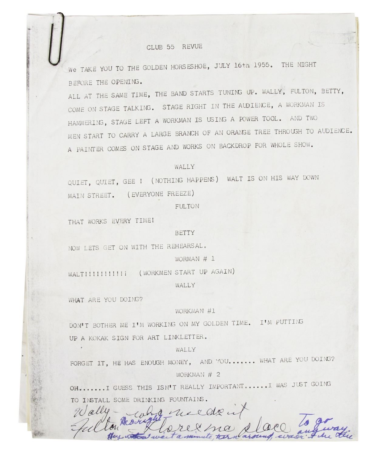 Fulton Burley Disneyland Scripts Collection.