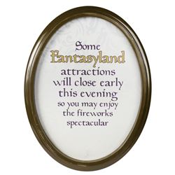 Fantasyland Attraction Closure Sign.