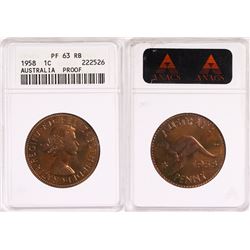 1958 Australian Penny - ANACS PR 63RB