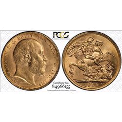 1909-P Australian Sovereign - PCGS MS 62