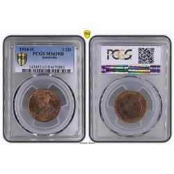 1914-H Australian Half Penny - PCGS MS 63RB