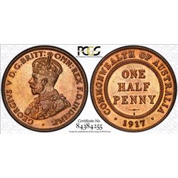 1917-I Australian Half Penny - PCGS MS 64RB