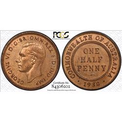 1938 Australian Half Penny - PCGS MS 64RB