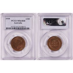 1938 Australian Half Penny - PCGS MS 64RB