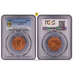 1942-I Australian Half Penny - PCGS MS 64RB