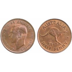 1943(m) Australian Half Penny - PCGS MS 64RB