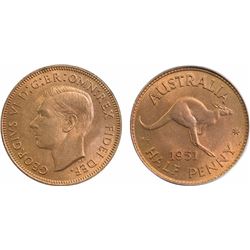 1951-PL Australian Half Penny - PCGS MS 65RB
