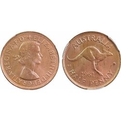 1961(p) Australian Half Penny - PCGS MS 66RB