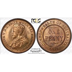 1911(I) Australian Penny - PCGS MS 64RB