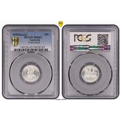 1926(m,sy) Australian Sixpence - PCGS MS 62