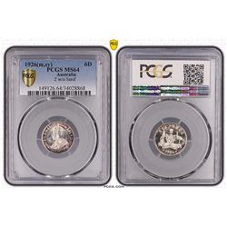 1926(m,sy) Australian Sixpence - PCGS MS 64