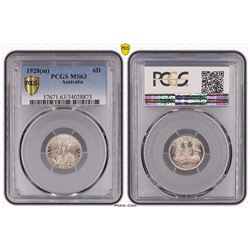 1928 Australian Sixpence - PCGS MS 63