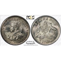 1928(m) Australian Sixpence - PCGS MS 63