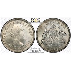 1953(m) Australian Sixpence - PCGS MS 65