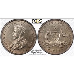 1932(m) Australian Florin - PCGS AU 58