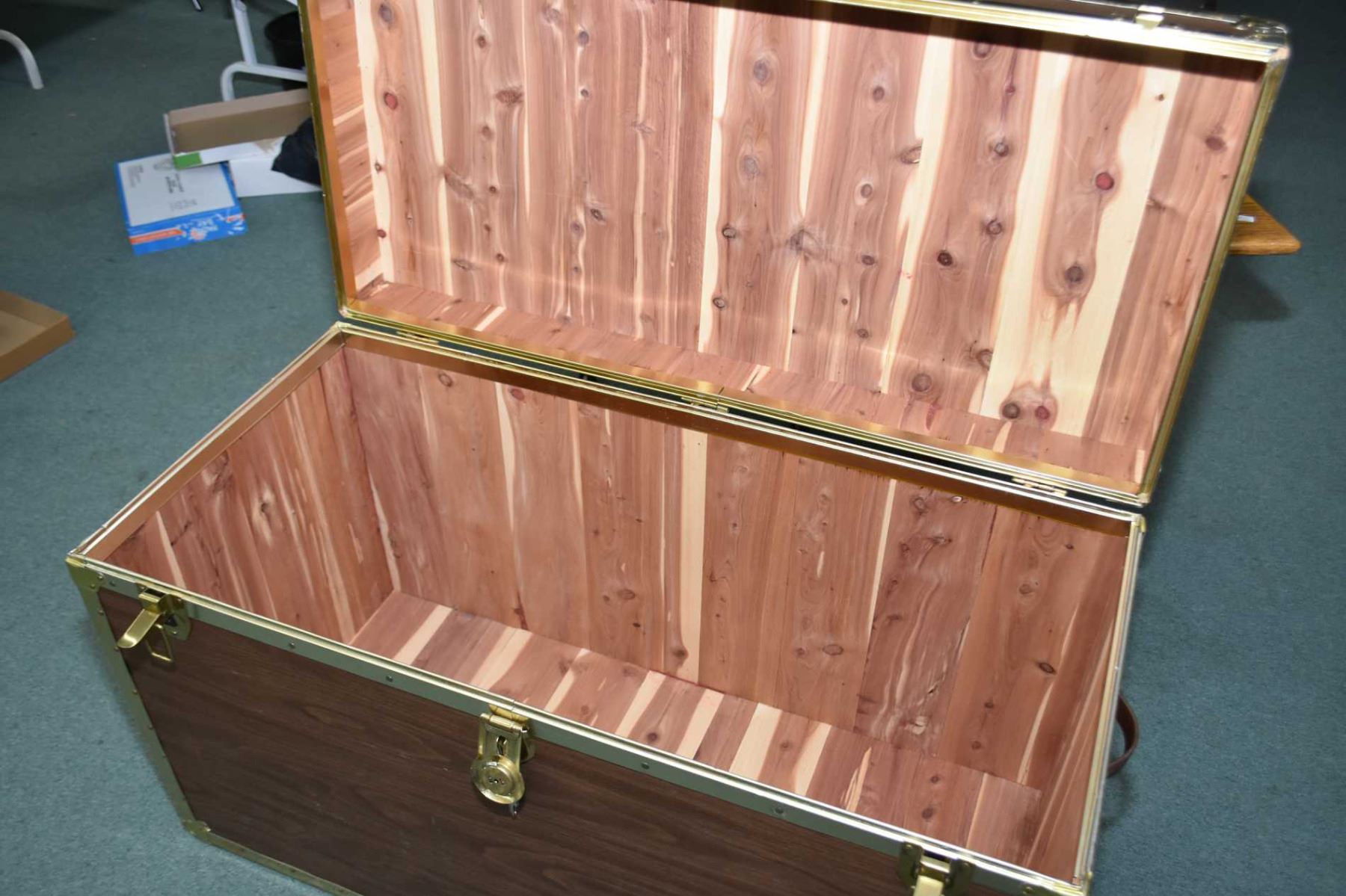 Large brass wrapped cedar lined trunk