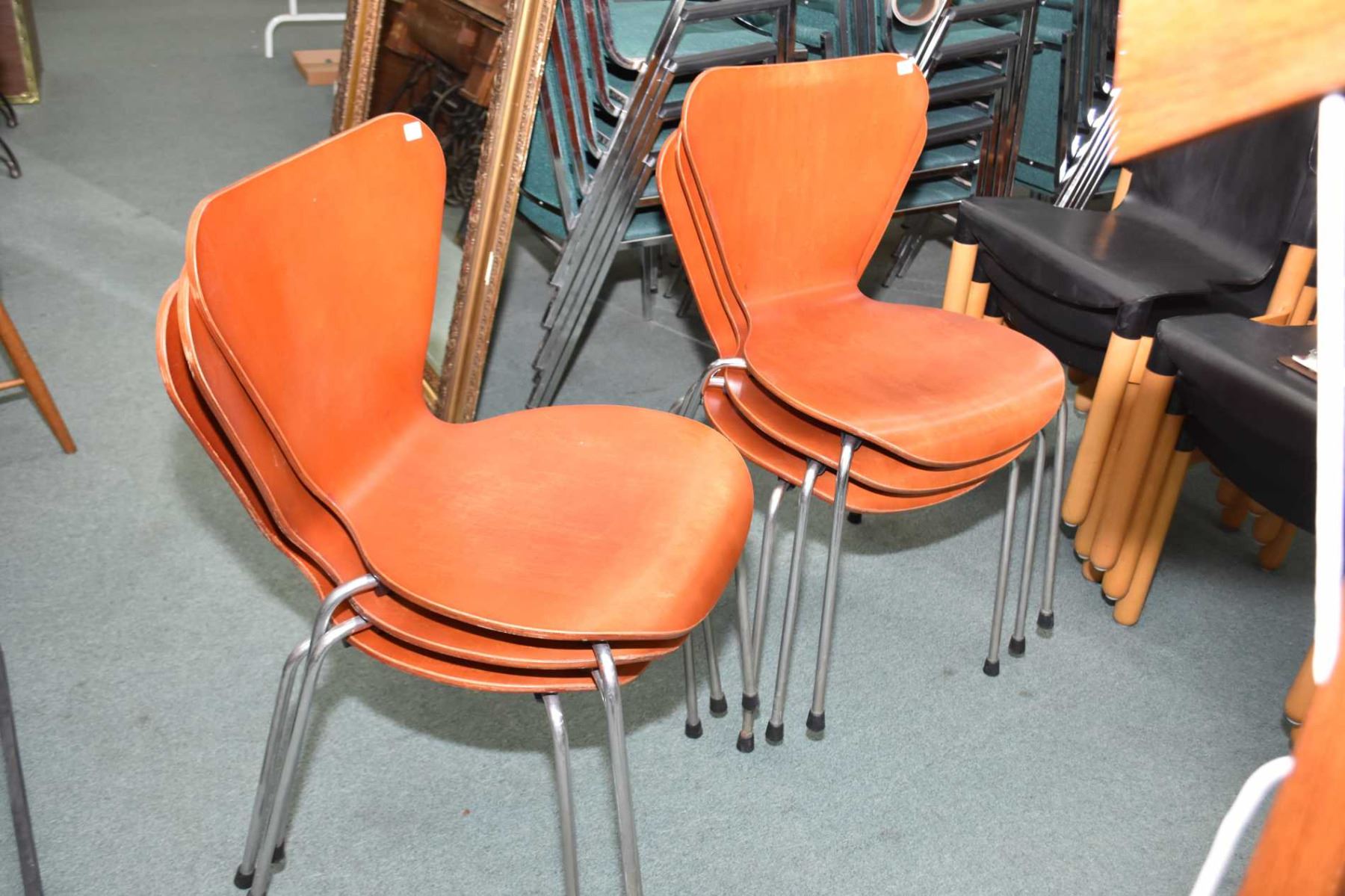 Set of six stacking midcentury modern chairs made by Cape Furniture