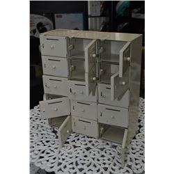 Picture of Vintage metal storage unit with 15 lockable cubbies 23