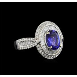 18KT White Gold 2.45 ctw Tanzanite and Diamond Ring